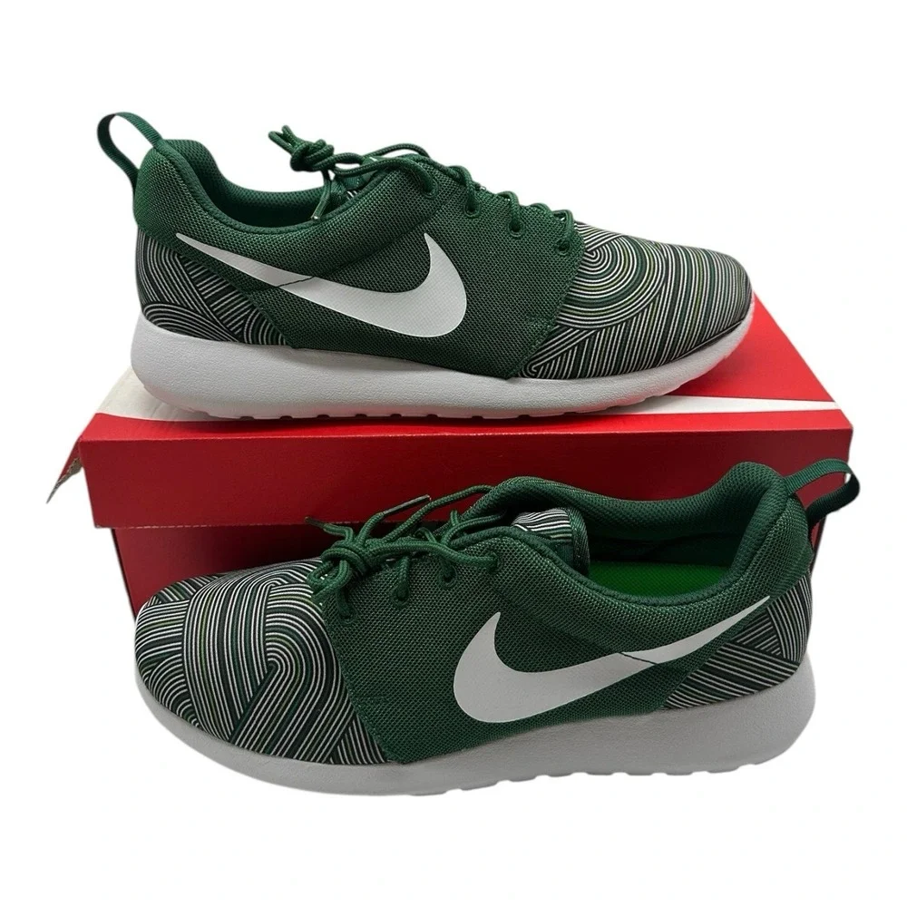 Nike Roshe One‎ Print Running Shoes Mens 9 Gorge Green/White Striped 655206-313